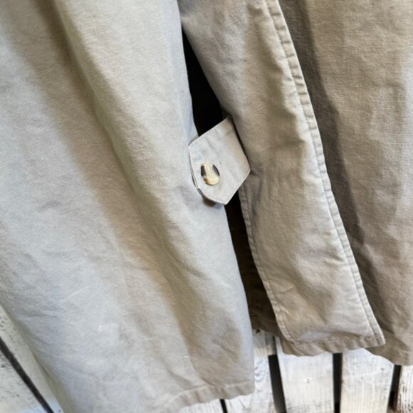 VTG Britches Great Outdoors Duster Jacket Mens Large Trench Khaki Button Cotton - Picture 9 of 13